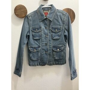 Mossimo Y2K Denim Utility Jacket Women's Medium Fitted 4-Pocket Blue Size Medium